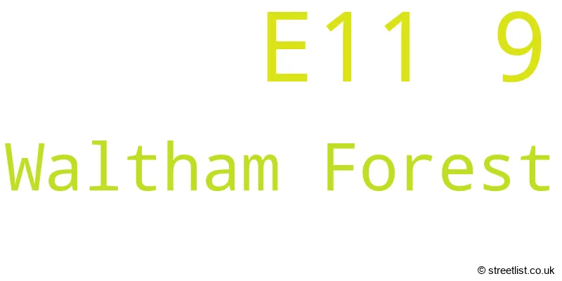 A word cloud for the E11 9 postcode